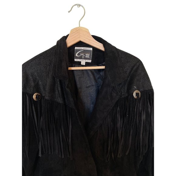 Leather G-III Global Identity Fringe Western Jacket Women's Size Large Vintage - Picture 2 of 8
